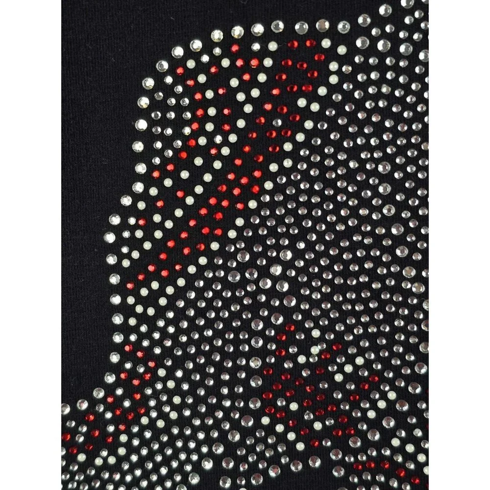 Rhinestone Elephant Women's Shirt Size 2XL Black Embellished Short Sleeve Top